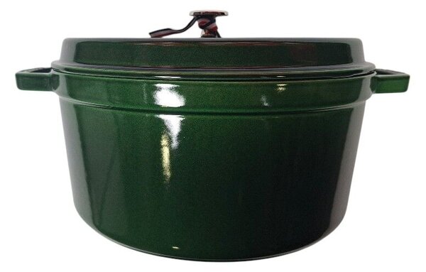STAUB Öntöttvas főzőedény, zománcozott, 28 cm/6,7 liter, Cocotte Ronde kerek, Bazsalikomzöld (106)