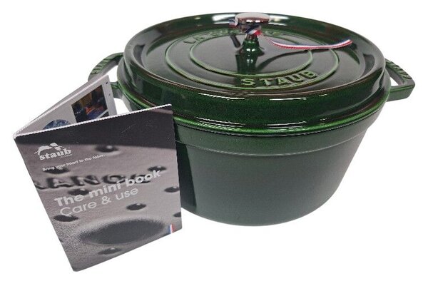 STAUB Öntöttvas főzőedény, zománcozott, 28 cm/6,7 liter, Cocotte Ronde kerek, Bazsalikomzöld (106)