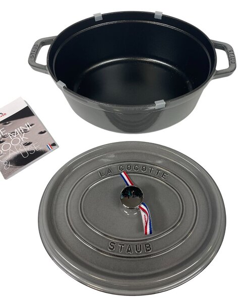 STAUB Öntöttvas Cocotte Ovale főzőedény, zománcozott, 31 cm/5,4 liter, Grafitszürke/38/