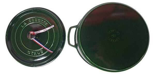STAUB Öntöttvas főzőedény, zománcozott, 28 cm/6,7 liter, Cocotte Ronde kerek, Bazsalikomzöld (106)