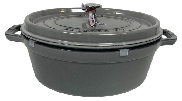 STAUB Öntöttvas Cocotte Ovale főzőedény, zománcozott, 31 cm/5,4 liter, Grafitszürke/38/