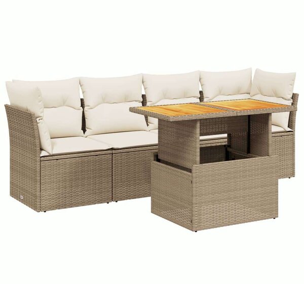 VidaXL Polyrattan Kerti Ülőgarnitúra - 5 részes - Bézs
