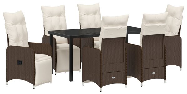 Kert étkező szett 7 pcs Barna polirattan
