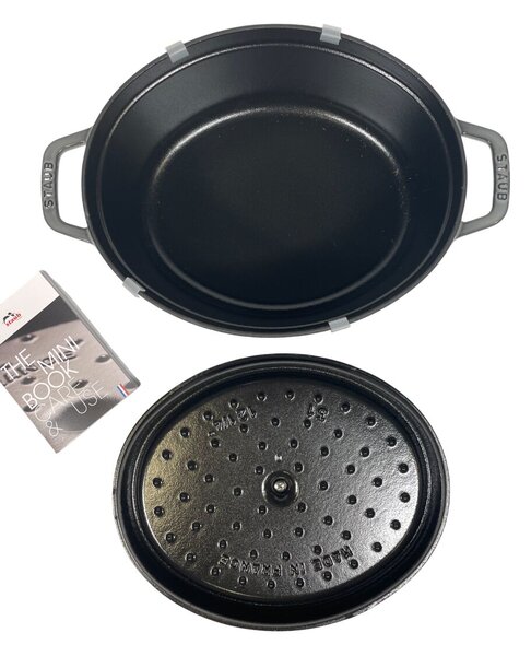 STAUB Öntöttvas Cocotte Ovale főzőedény, zománcozott, 31 cm/5,4 liter, Grafitszürke/38/