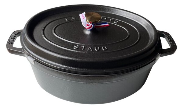 STAUB Öntöttvas főzőedény, zománcozott, 29 cm/4,25 liter, Cocotte Ovale fekete matt /9/