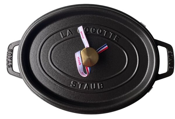 STAUB Öntöttvas főzőedény, zománcozott, 29 cm/4,25 liter, Cocotte Ovale fekete matt /9/