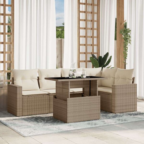 VidaXL Polyrattan Kerti Ülőgarnitúra - 6 részes - Bézs