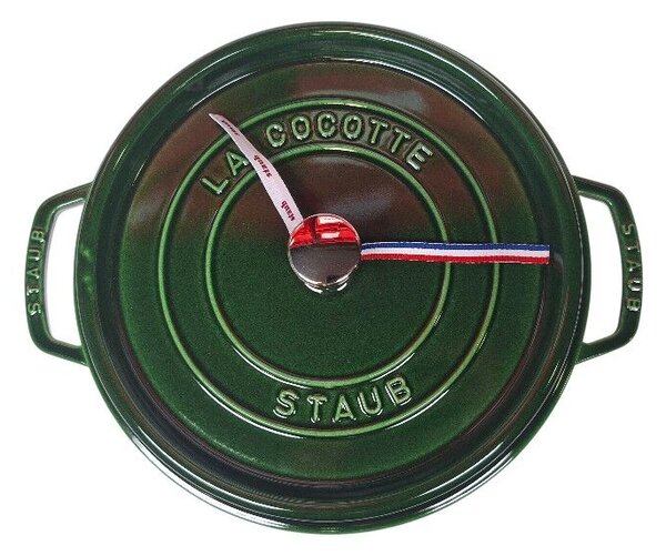 STAUB Öntöttvas főzőedény, zománcozott, 28 cm/6,7 liter, Cocotte Ronde kerek, Bazsalikomzöld (106)