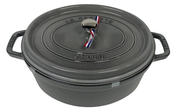 STAUB Öntöttvas Cocotte Ovale főzőedény, zománcozott, 31 cm/5,4 liter, Grafitszürke/38/