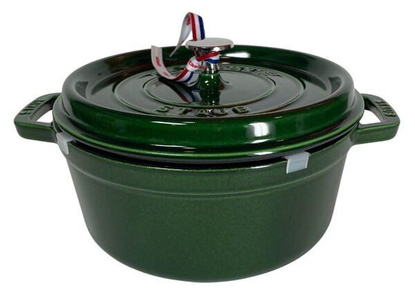 STAUB Öntöttvas főzőedény, zománcozott, 24 cm/3,7 liter, Cocotte Ronde kerek, Bazsalikom zöld (32)