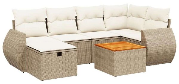 VidaXL Polyrattan Kerti Ülőgarnitúra - 7 részes - Bézs