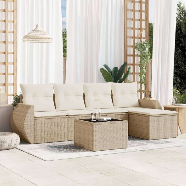 VidaXL Polyrattan Kerti Ülőgarnitúra - 6 részes - Bézs