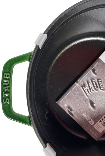 STAUB Öntöttvas főzőedény, zománcozott, 24 cm/3,7 liter, Cocotte Ronde kerek, Bazsalikom zöld (32)
