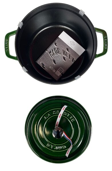 STAUB Öntöttvas főzőedény, zománcozott, 24 cm/3,7 liter, Cocotte Ronde kerek, Bazsalikom zöld (32)