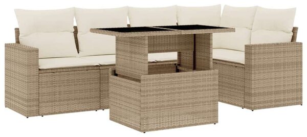 VidaXL Polyrattan Kerti Ülőgarnitúra - 6 részes - Bézs