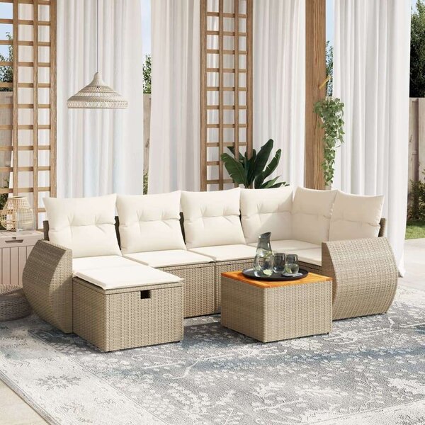 VidaXL Polyrattan Kerti Ülőgarnitúra - 7 részes - Bézs