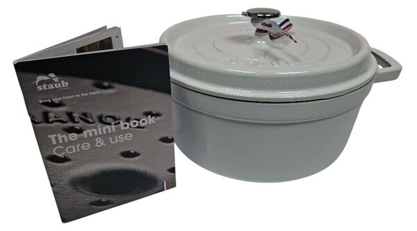 STAUB Öntöttvas főzőedény, zománcozott, 24 cm/3,7 liter, Cocotte Ronde kerek, tiszta fehér (111)