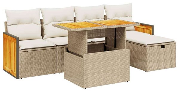 VidaXL Polyrattan Kerti Ülőgarnitúra - 6 részes - Bézs