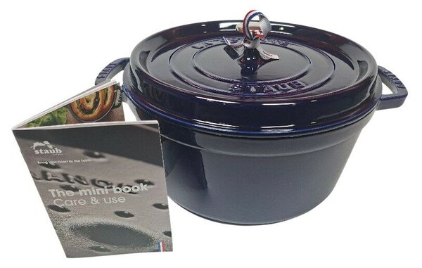 STAUB Öntöttvas főzőedény, zománcozott, 28 cm/6,7 liter, Cocotte Ronde kerek, sötétkék (104)