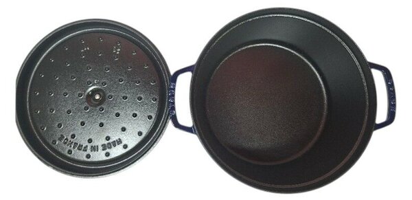 STAUB Öntöttvas főzőedény, zománcozott, 28 cm/6,7 liter, Cocotte Ronde kerek, sötétkék (104)