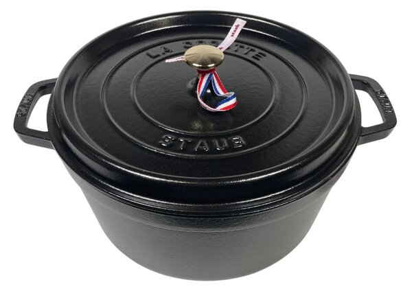 STAUB Cocotte Öntöttvas főzőedény, zománcozott, 30 cm/8,35 liter, Cocotte Ronde kerek, Matt Fekete (68)