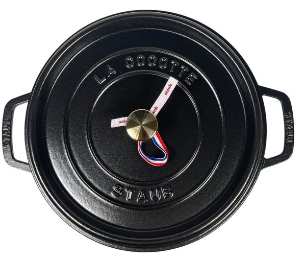 STAUB Cocotte Öntöttvas főzőedény, zománcozott, 30 cm/8,35 liter, Cocotte Ronde kerek, Matt Fekete (68)