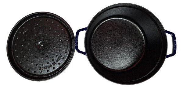 STAUB Öntöttvas főzőedény, zománcozott, 30 cm/ 8,34liter, Cocotte Ronde kerek, sötétkék (118)
