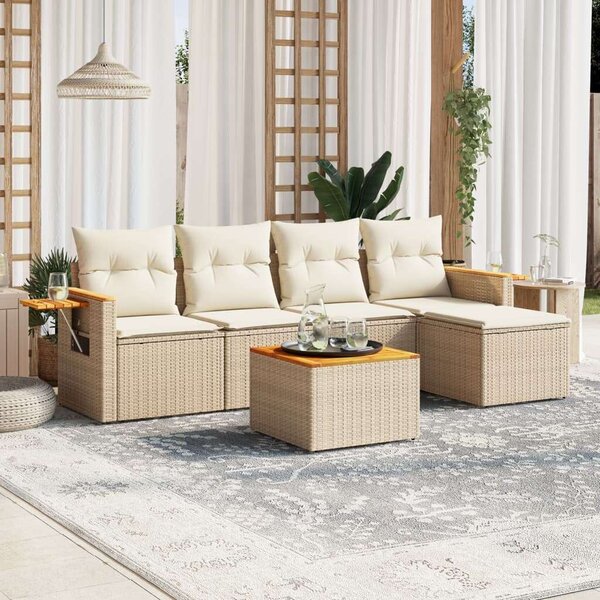 VidaXL Polyrattan Kerti Ülőgarnitúra - 6 részes - Bézs