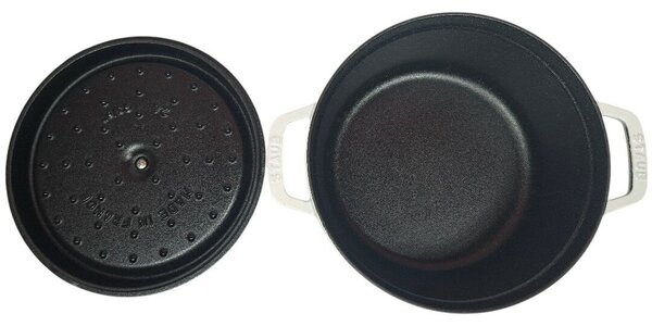 STAUB Öntöttvas főzőedény, zománcozott, 24 cm/3,7 liter, Cocotte Ronde kerek, tiszta fehér (111)