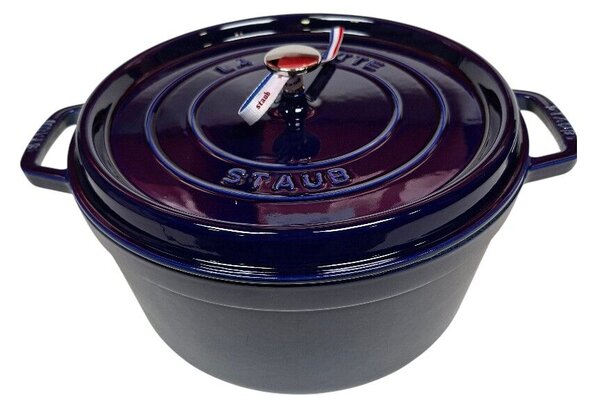 STAUB Öntöttvas főzőedény, zománcozott, 30 cm/ 8,34liter, Cocotte Ronde kerek, sötétkék (118)