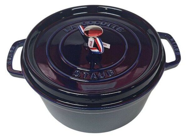 STAUB Öntöttvas főzőedény, zománcozott, 28 cm/6,7 liter, Cocotte Ronde kerek, sötétkék (104)