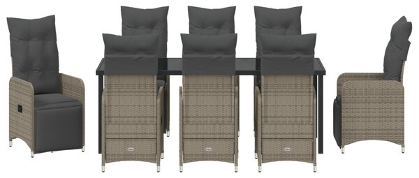 Kert étkező szett 9 pcs Szürke polirattan