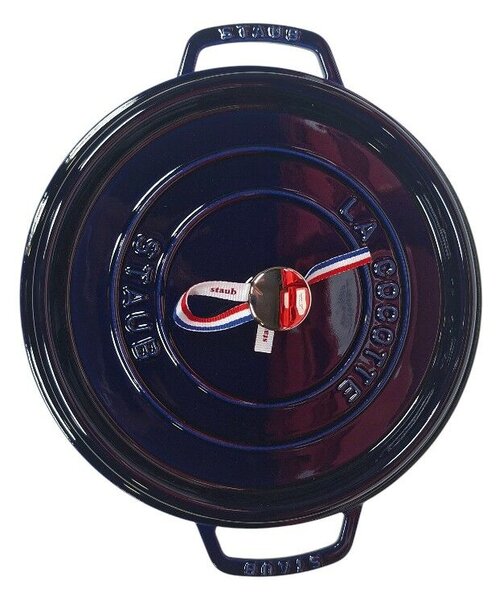 STAUB Öntöttvas főzőedény, zománcozott, 28 cm/6,7 liter, Cocotte Ronde kerek, sötétkék (104)