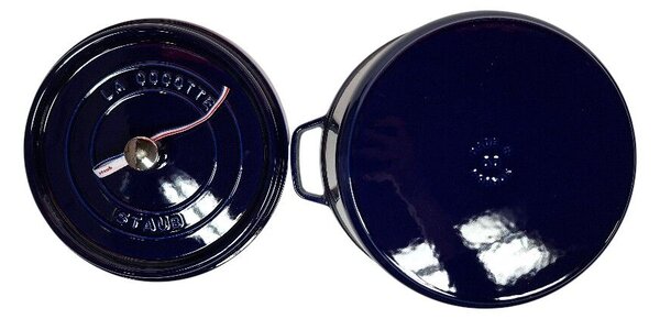 STAUB Öntöttvas főzőedény, zománcozott, 30 cm/ 8,34liter, Cocotte Ronde kerek, sötétkék (118)