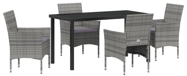 Kert étkező szett párnával 5 pcs Szürke polirattan