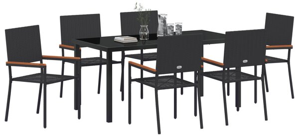 Kert étkező szett párnával 7 pcs Fekete polirattan