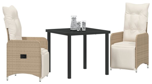 Kert étkező szett 3 pcs Bézs polirattan