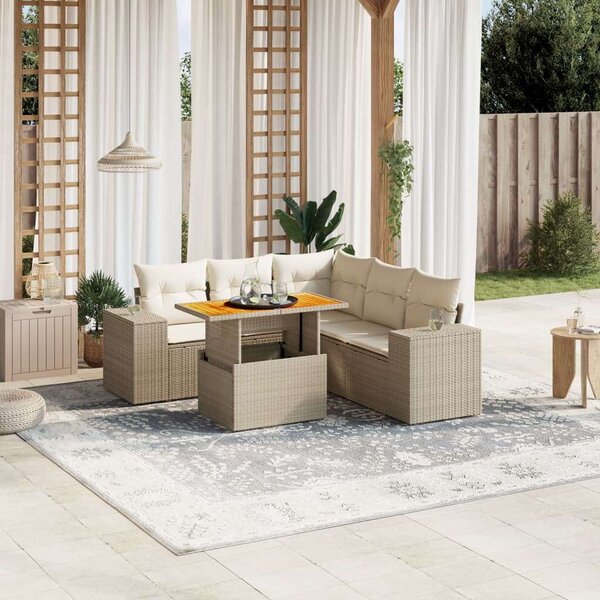 VidaXL Polyrattan Kerti Ülőgarnitúra - 6 részes - Bézs