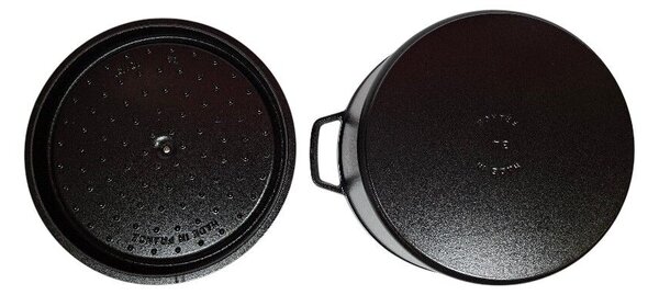 STAUB Öntöttvas főzőedény, zománcozott, 34 cm/12,6 liter, Cocotte Ronde kerek fekete/121/