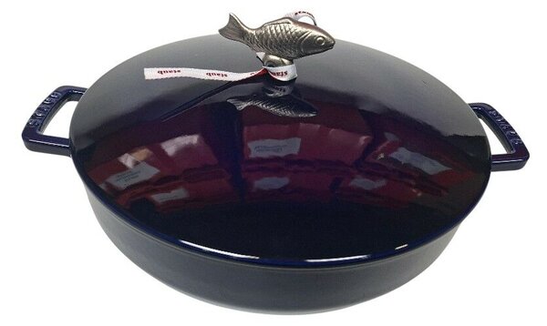 STAUB Öntöttvas főzőedény, zománcozott, 28 cm/4,65 liter, Cocotte Pecheur kerek, sötétkék (105)