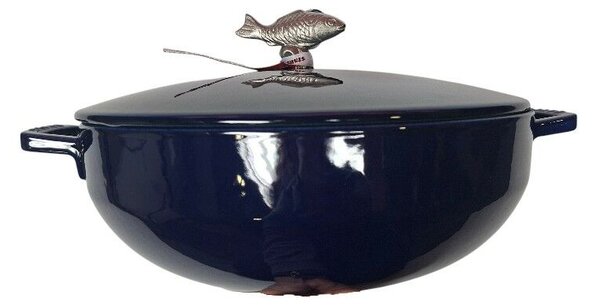STAUB Öntöttvas főzőedény, zománcozott, 28 cm/4,65 liter, Cocotte Pecheur kerek, sötétkék (105)
