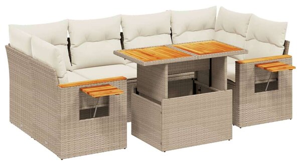 VidaXL Polyrattan Kerti Ülőgarnitúra - 7 részes - Bézs