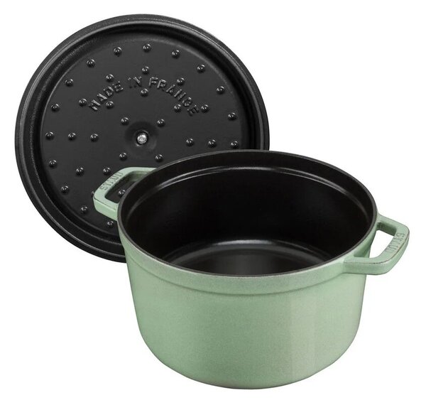 STAUB Öntöttvas főzőedény, zománcozott, 24 cm/3,7 liter, Cocotte Ronde kerek, Zsályaszínű (31)