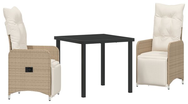 Kert étkező szett 3 pcs Bézs polirattan