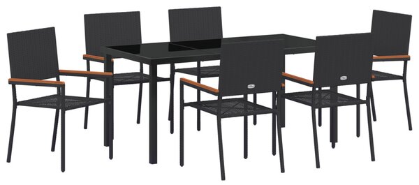 Kert étkező szett párnával 7 pcs Fekete polirattan