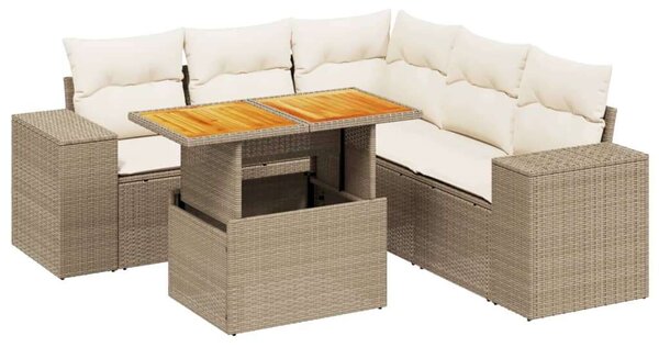 VidaXL Polyrattan Kerti Ülőgarnitúra - 6 részes - Bézs