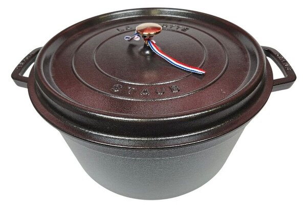 STAUB Öntöttvas főzőedény, zománcozott, 34 cm/12,6 liter, Cocotte Ronde kerek fekete/121/