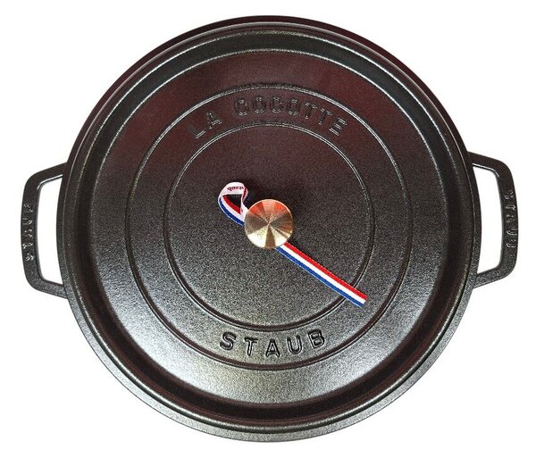 STAUB Öntöttvas főzőedény, zománcozott, 34 cm/12,6 liter, Cocotte Ronde kerek fekete/121/