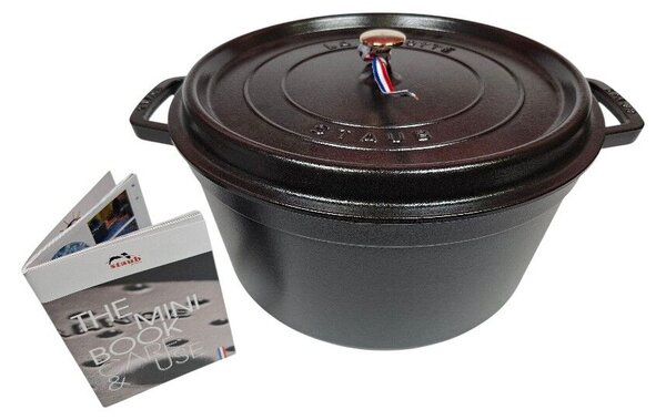 STAUB Öntöttvas főzőedény, zománcozott, 34 cm/12,6 liter, Cocotte Ronde kerek fekete/121/