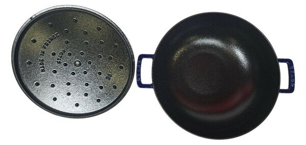 STAUB Öntöttvas főzőedény, zománcozott, 28 cm/4,65 liter, Cocotte Pecheur kerek, sötétkék (105)
